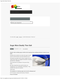 Sugar More Deadly Then Salt MAIN MENU Enter your keyword