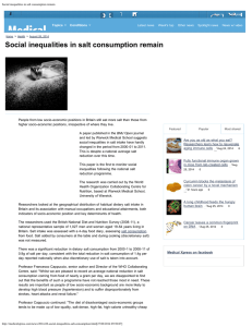Social inequalities in salt consumption remain