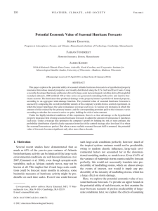 Potential Economic Value of Seasonal Hurricane Forecasts 110 K E