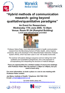 “Hybrid methods of communication research: going beyond qualitative/quantitative paradigms” An Event for Researchers