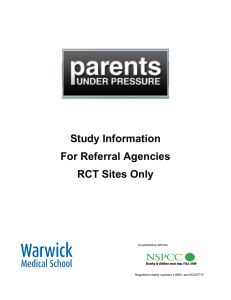 Study Information For Referral Agencies RCT Sites Only