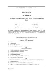 2004 No. 1031 MEDICINES The Medicines for Human Use (Clinical Trials) Regulations 2004