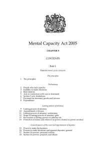 Mental Capacity Act 2005 CONTENTS CHAPTER 9