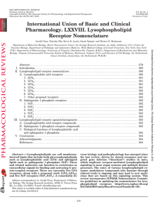 International Union of Basic and Clinical Pharmacology. LXXVIII. Lysophospholipid Receptor Nomenclature