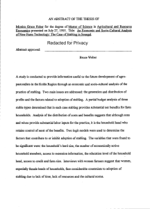 Monica Grace Fisher for the degree of Master of Science... Economics presented on July 27, 1995. Title: An Economic and...