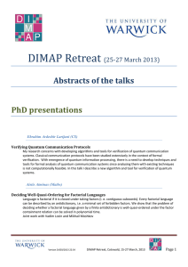 DIMAP Retreat  Abstracts of the talks PhD presentations