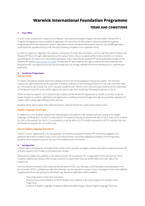 Warwick International Foundation Programme TERMS AND CONDITIONS