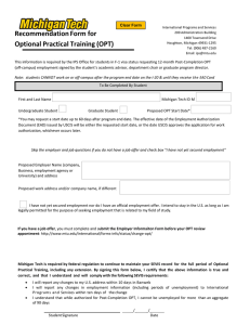 Recommendation Form for Optional Practical Training (OPT) Clear Form