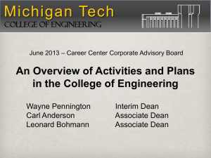 An Overview of Activities and Plans in the College of Engineering