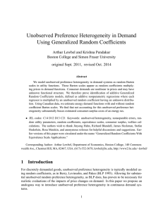 Unobserved Preference Heterogeneity in Demand Using Generalized Random Coefficients