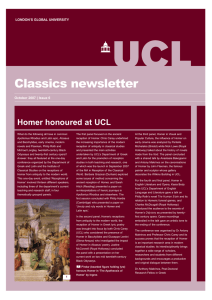Classics newsletter Homer honoured at UCL October 2007 | Issue 6
