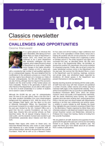 Classics newsletter CHALLENGES AND OPPORTUNITIES  Gesine Manuwald