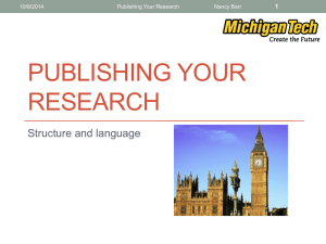 PUBLISHING YOUR RESEARCH Structure and language 1