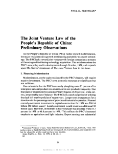 The Joint  Venture  Law  of the