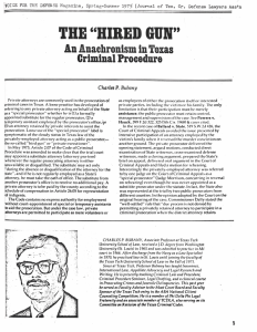 TRB &#34;RIBBD GUI&#34; An Anachronism in Texas Criminal Procedure Charles
