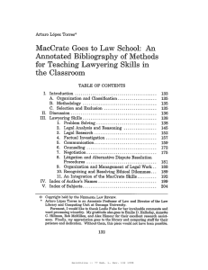 MacCrate Goes to Law School: Annotated Bibliography of Methods the Classroom