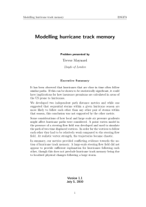Modelling hurricane track memory Trevor Maynard