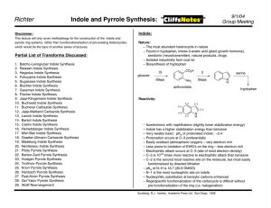 Richter Indole and Pyrrole Synthesis:  &#34;     ... 9/1/04 Group Meeting