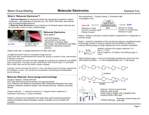 Molecular Electronics Baran Group Meeting Klement Foo What is &#34;Molecular Electronics&#34;?