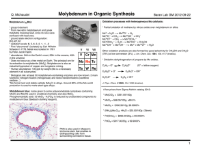 Molybdenum in Organic Synthesis Q. Michaudel Baran Lab GM 2012-09-22