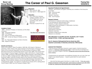 The Career of Paul G. Gassman Baran Lab Yiyang See Group Meeting