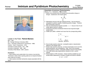 Iminium and Pyridinium Photochemistry Richter 7/13/05 Group Meeting
