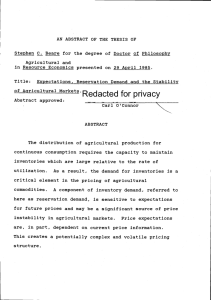 AN ABSTRACT OF THE THESIS OF Agricultural and