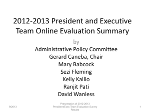 2012-2013 President and Executive Team Online Evaluation Summary