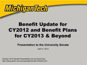Benefit Update for CY2012 and Benefit Plans for CY2013 &amp; Beyond