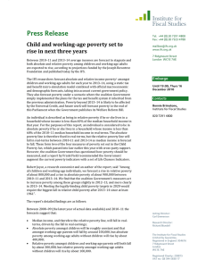 Press Release Child and working­age poverty set to  rise in next three years  