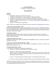 The University Senate of Michigan Technological University Synopsis: