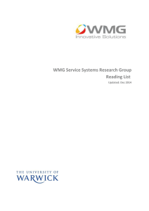 WMG Service Systems Research Group Reading List  Updated: Dec 2014