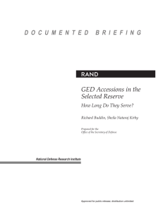 R GED Accessions in the Selected Reserve
