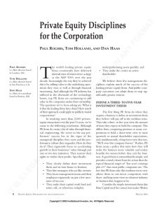 T Private Equity Disciplines for the Corporation P