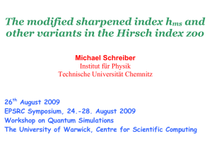 The modified sharpened index h and Michael Schreiber