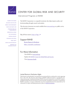 CENTER FOR GLOBAL RISK AND SECURITY International Programs at RAND