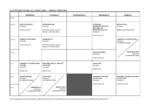 BA ENGLISH YEARS 2 &amp; 3 TIMETABLE – SPRING TERM... MONDAY TUESDAY