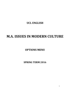 M.A. ISSUES IN MODERN CULTURE UCL ENGLISH OPTIONS MENU