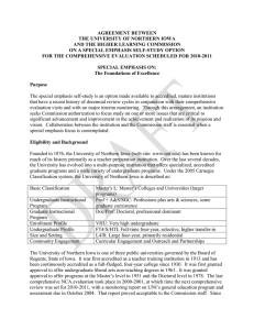 AGREEMENT BETWEEN THE UNIVERSITY OF NORTHERN IOWA AND THE HIGHER LEARNING COMMISSION