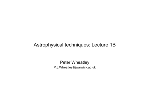 Astrophysical techniques: Lecture 1B Peter Wheatley