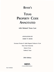 TEXAS PROPERTY CODE ANNOTATED BEYER'S