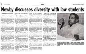 Newby discusses diversity with  law students