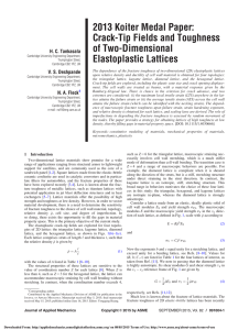 2013 Koiter Medal Paper: Crack-Tip Fields and Toughness of Two-Dimensional Elastoplastic Lattices