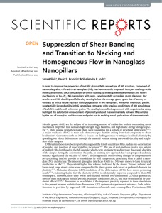 Suppression of Shear Banding and Transition to Necking and Nanopillars