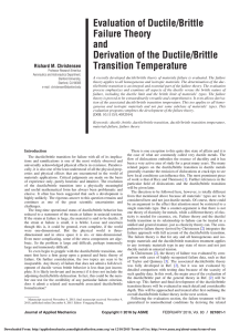 Evaluation of Ductile/Brittle Failure Theory and Derivation of the Ductile/Brittle