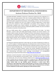 DEPARTMENT OF MECHANICAL ENGINEERING Assistant Professor Position No. 52632