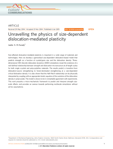 Unravelling the physics of size-dependent dislocation-mediated plasticity ARTICLE Jaafar A. El-Awady