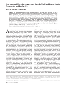 Interactions of Elevation, Aspect, and Slope in Models of Forest... Composition and Productivity Albert R. Stage and Christian Salas