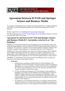 Agreement between IUTAM and Springer Science and Business Media
