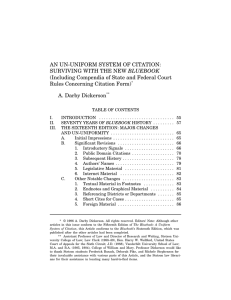 AN UN-UNIFORM SYSTEM OF CITATION: BLUEBOOK Rules Concerning Citation Form)
